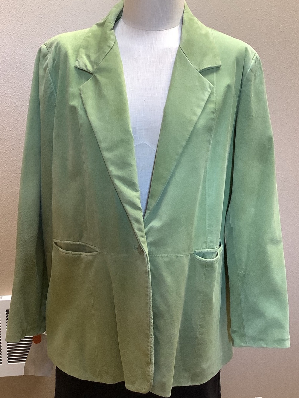 Vintage Denim&Co Apple Green Suede Blazer Jacket Size XL Excellent!